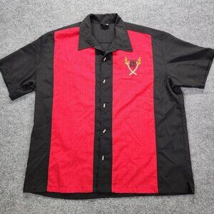 STEADY Last Call.Mens 3XL Shirt Black Red‎ Tiki Bowling Lounge Casual Rockabilly